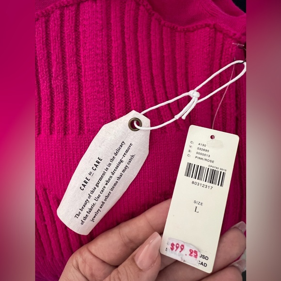NWT Anthropologie Pink Turtleneck Sweater Dress Size Large - Picture 8 of 9